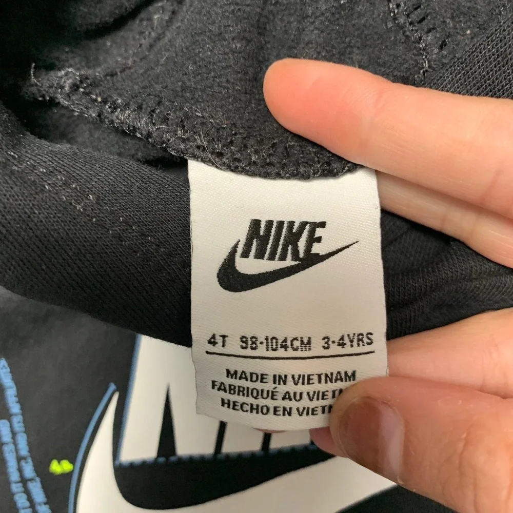 Nike Sportswear One Bowerman Drive Hoodie Kids 4T Black Fleece Lined Swoosh Logo